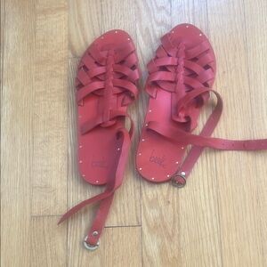 Beek Red Leather Sandals